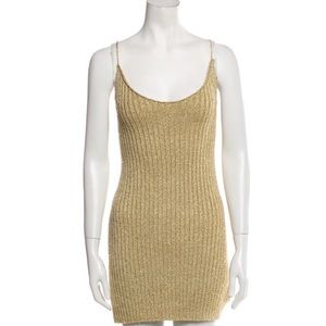 For Love and Lemons Gold Knit Metallic Dress Sz L